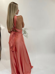 Rose Satin Wrap Dress