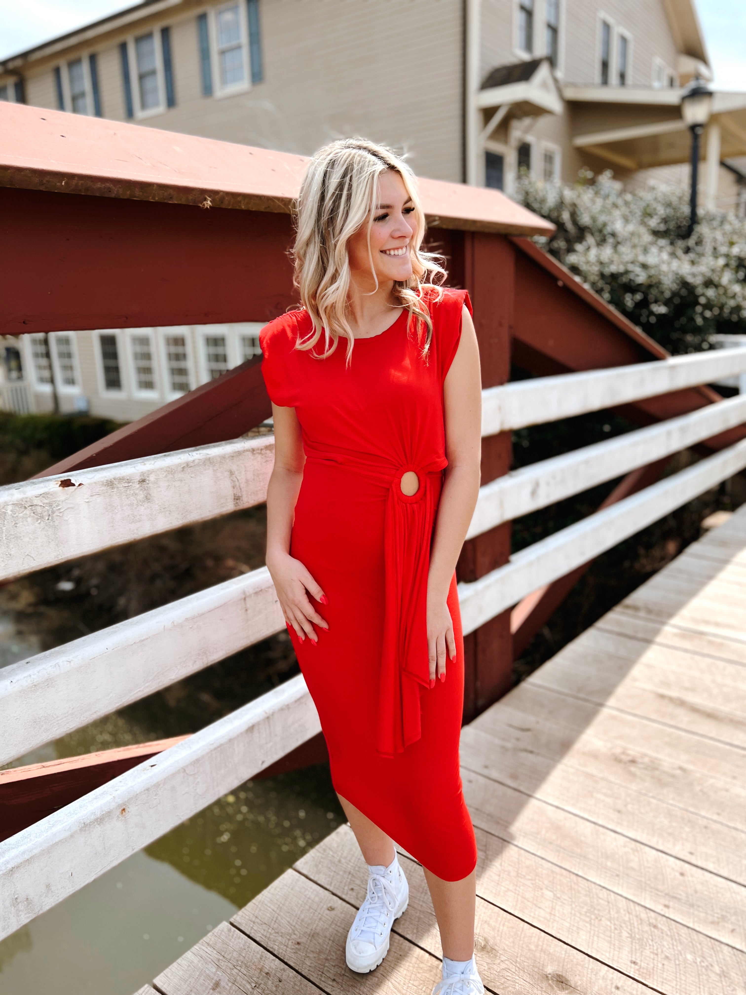 Peek My Interest Dress Red