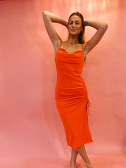Mica Dress Orange/Fuschia Midi