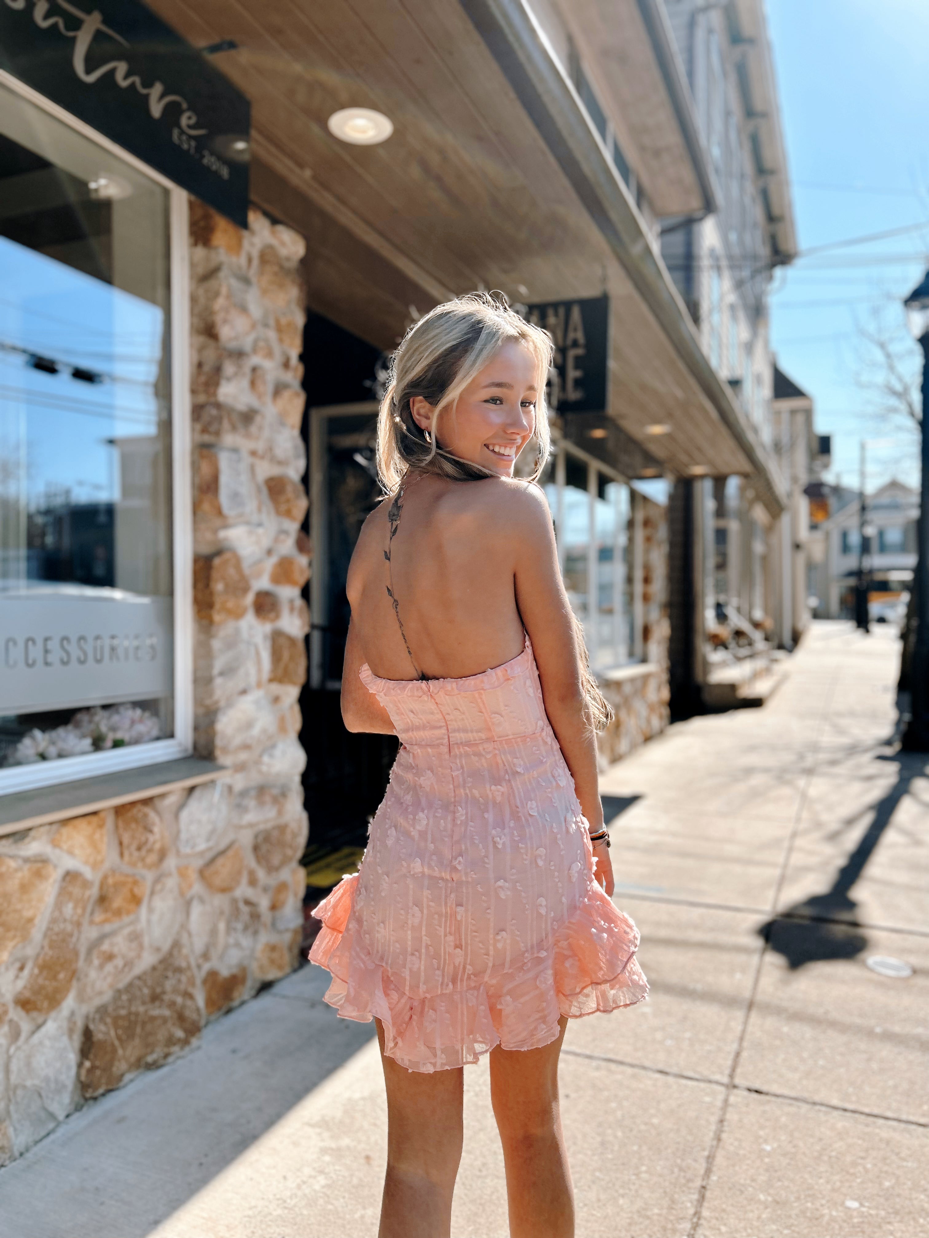 Taytum Strapless Mini Blush Pink