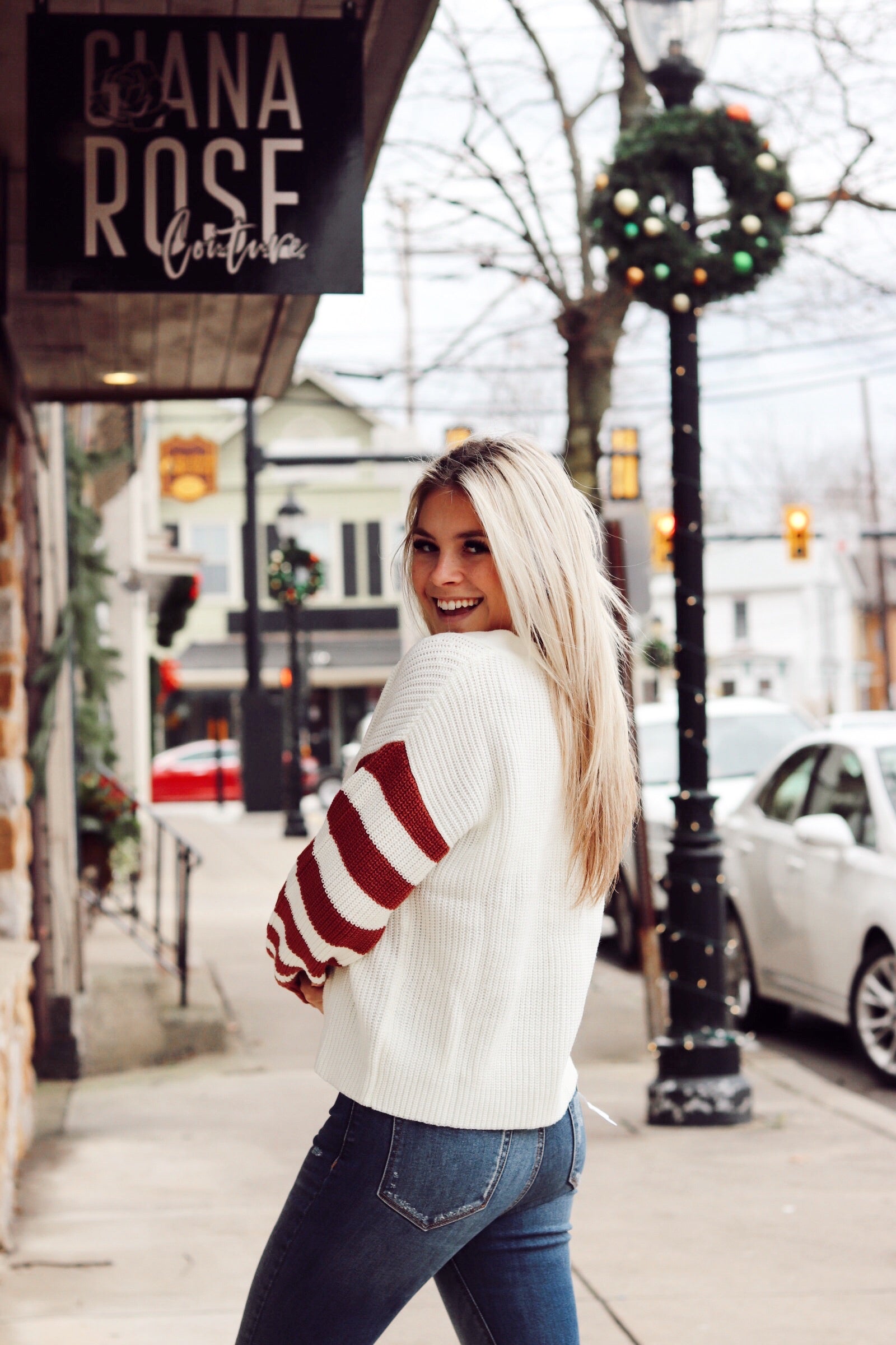 Rust Striped Cardigan