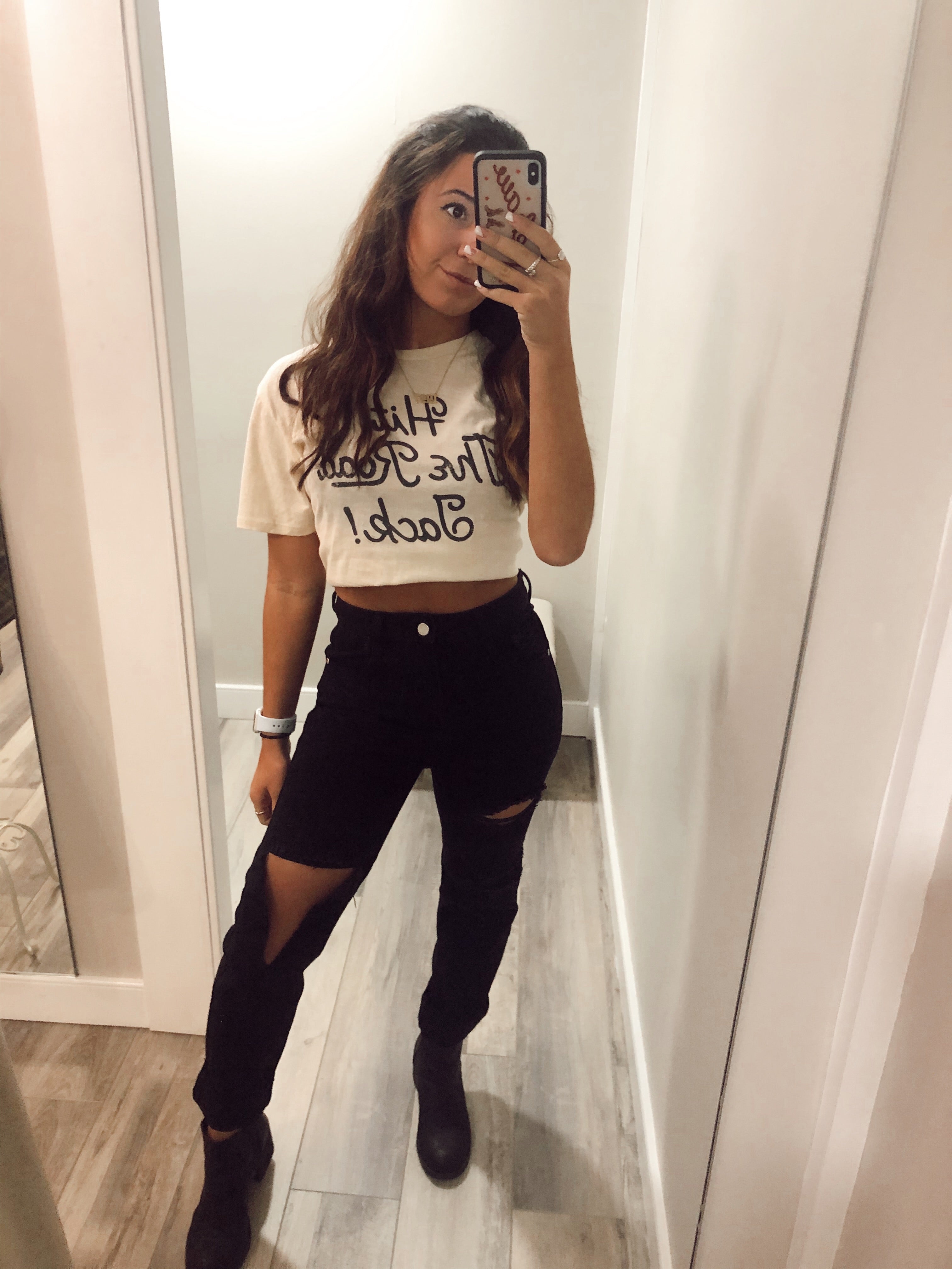 Destroyed Mom Jean in Black