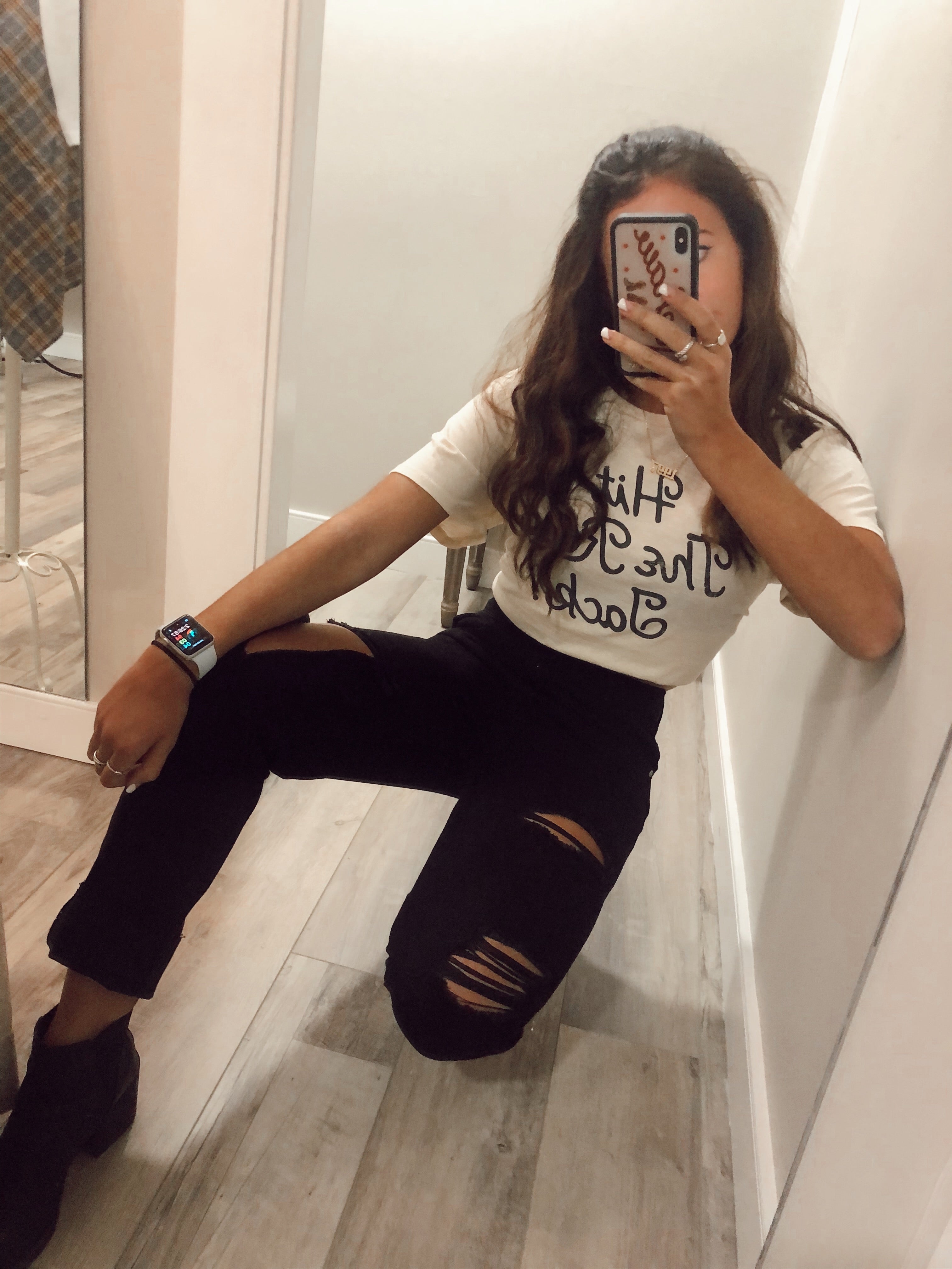 Destroyed Mom Jean in Black
